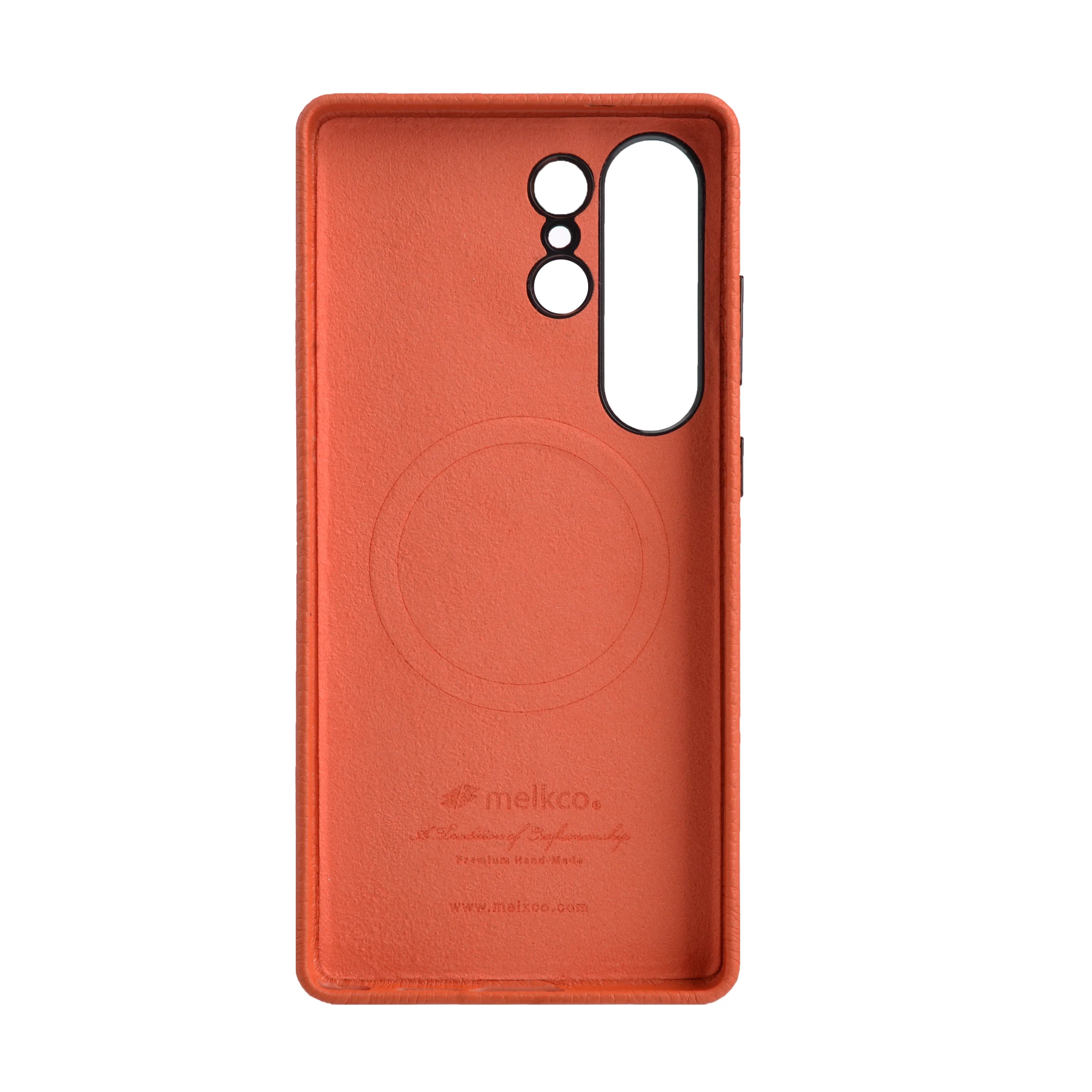 Melkco Samsung S25 Ultra Premium Leather Magsafe Cover - Orange - Tashqila Melkco Samsung S25 Ultra Premium Leather Magsafe Cover - Orange - Tashqila